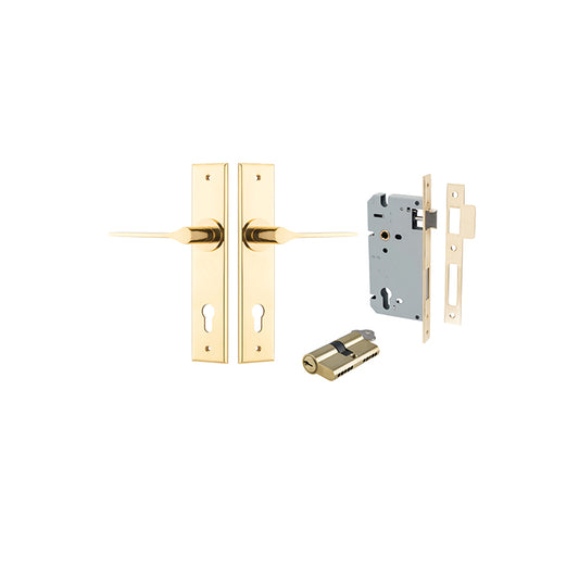 Iver Door Lever Como Chamfered Polished Brass Key / Key Entrance Kit