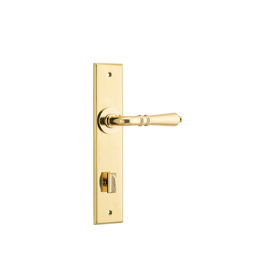 Iver Door Lever Sarlat Chamfered Privacy Pair Polished Brass CTC85mm L111xP55mm BPH240xW50mm