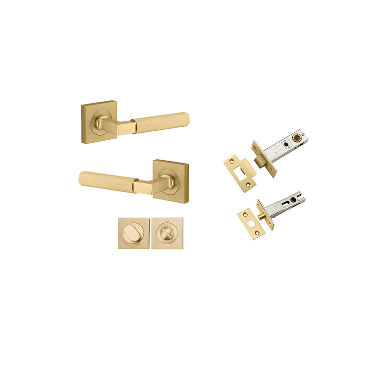 Iver Door Lever Brunswick Rose Square Brushed Gold PVD Privacy Kit