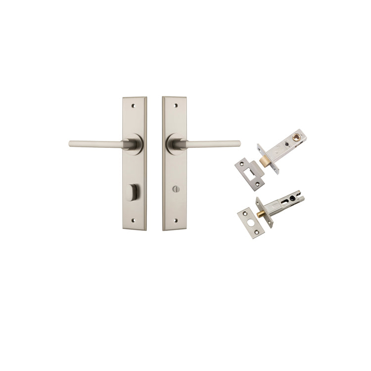 Iver Door Lever Baltimore Chamfered Satin Nickel Privacy Kit