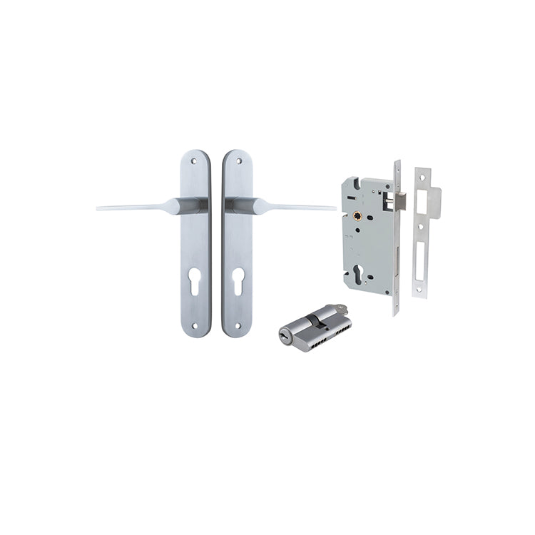 Iver Door Lever Como Oval Brushed Chrome Key / Key Entrance Kit