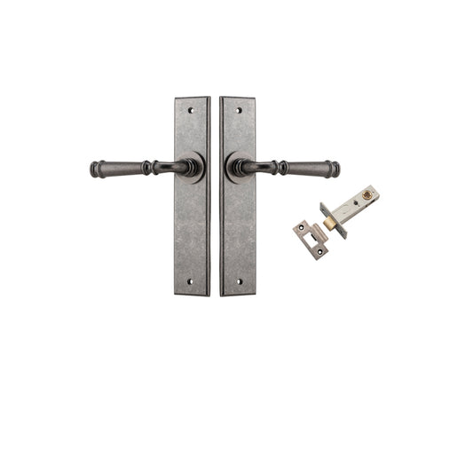 Iver Door Lever Verona Chamfered Distressed Nickel Passage Kit