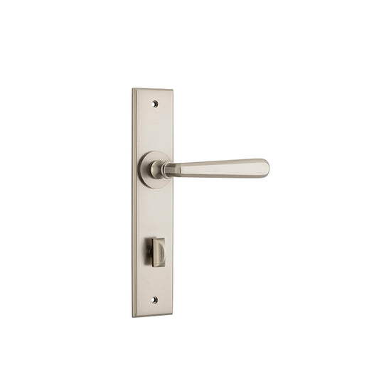 Iver Door Lever Copenhagen Chamfered Privacy Pair Satin Nickel CTC85mm L120xP59mm BPH240xW50mm