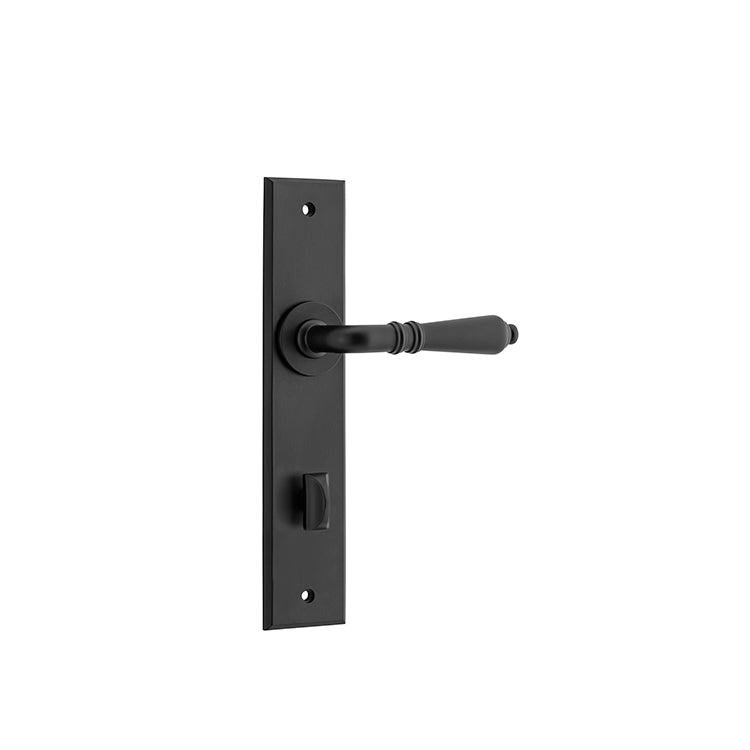 Iver Door Lever Sarlat Chamfered Privacy Pair Matt Black CTC85mm L111xP55mm BPH240xW50mm