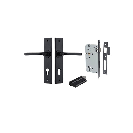 Iver Door Lever Annecy Chamfered Matt Black Key / Key Entrance Kit