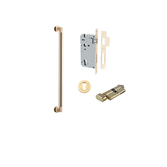 Iver Pull Handle Berlin Polished Brass CTC450mm Key / Thumb Entrance Kit