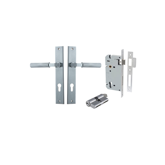 Iver Door Lever Brunswick Rectangular Brushed Chrome Key / Key Entrance Kit