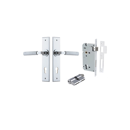 Iver Door Lever Brunswick Chamfered Polished Chrome Key / Key Entrance Kit