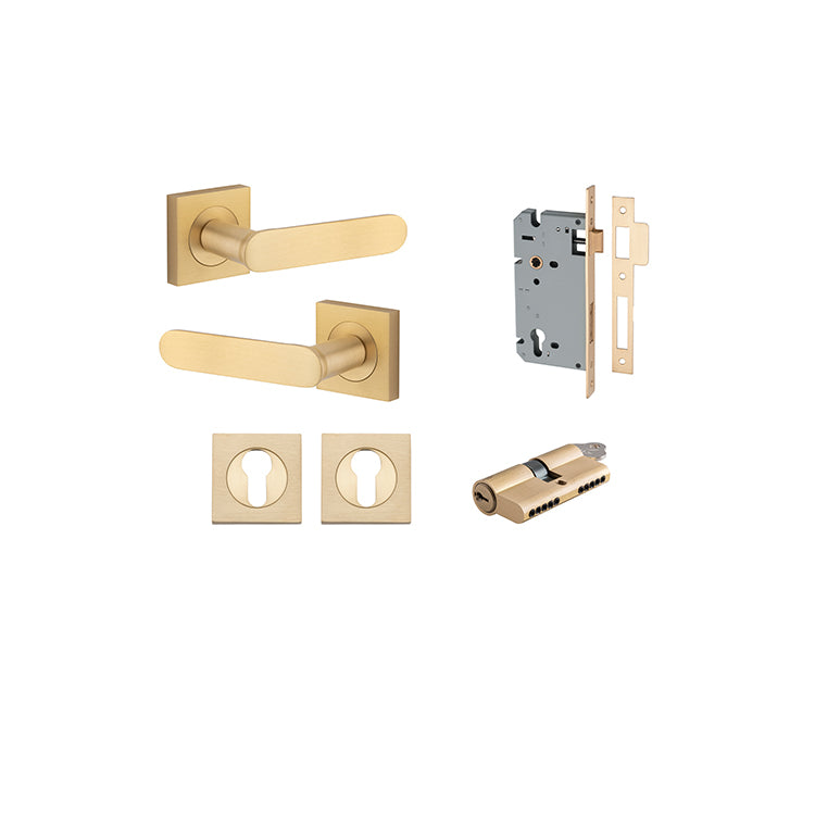 Iver Door Lever Bronte Rose Square Brushed Brass Key / Key Entrance Kit