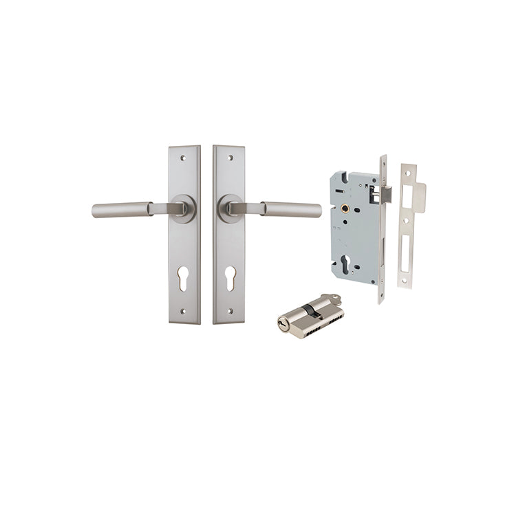 Iver Door Lever Berlin Chamfered Satin Nickel Key / Key Entrance Kit