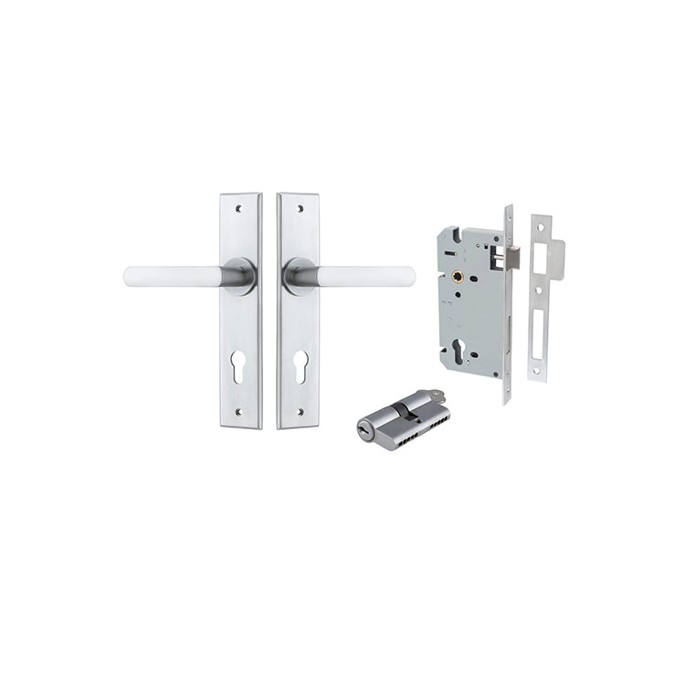 Iver Door Lever Copenhagen Chamfered Brushed Chrome Key / Key Entrance Kit