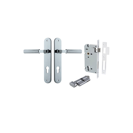 Iver Door Lever Brunswick Oval Polished Chrome Key / Thumb Entrance Kit