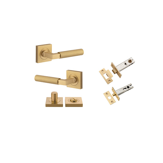 Iver Door Lever Berlin Rose Square Brushed Brass Privacy Kit