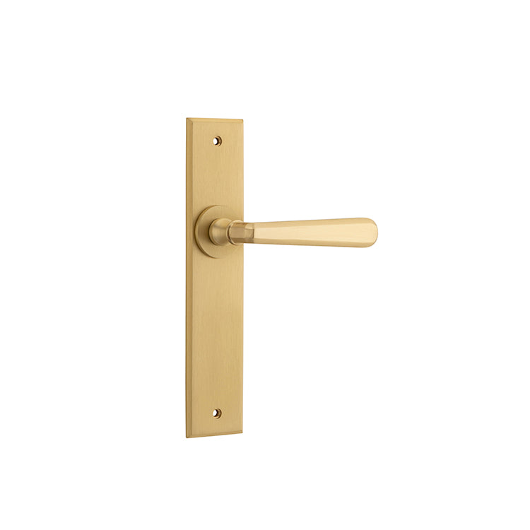 Iver Door Lever Copenhagen Chamfered Latch Pair Brushed Brass L120xP59mm BPH240xW50mm