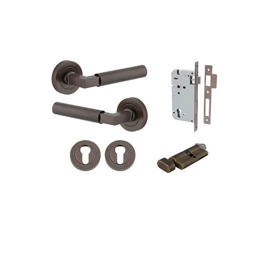 Iver Door Lever Berlin Rose Round Signature Brass Key / Thumb Entrance Kit