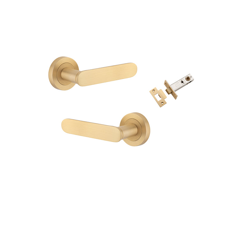 Iver Door Lever Bronte Rose Round Brushed Brass Passage Kit