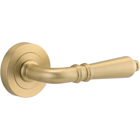 Iver Door Lever Sarlat Rose Round Concealed Fix Pair Brushed Gold PVD L111xP56mm BPD52mm