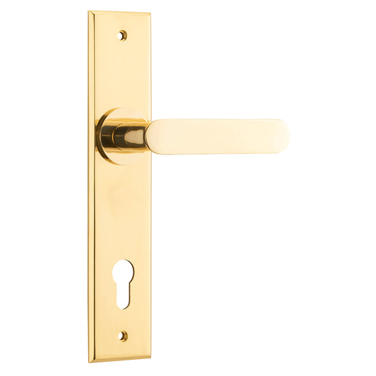 Iver Door Lever Bronte Chamfered Euro Pair Polished Brass CTC85mm L117xP55mm BPH240xW50mm