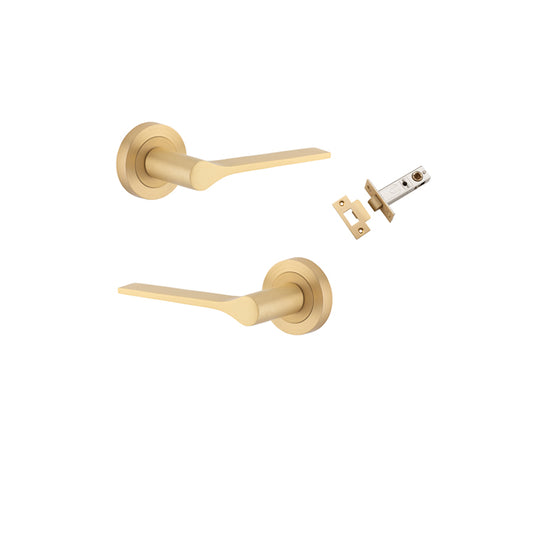 Iver Door Lever Como Rose Round Brushed Brass Passage Kit