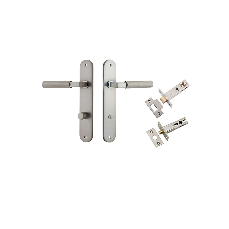 Iver Door Lever Brunswick Oval Satin Nickel Privacy Kit