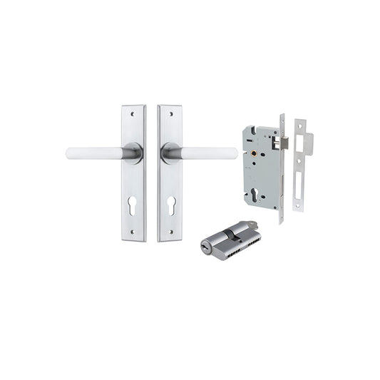 Iver Door Lever Osaka Chamfered Brushed Chrome Key / Key Entrance Kit