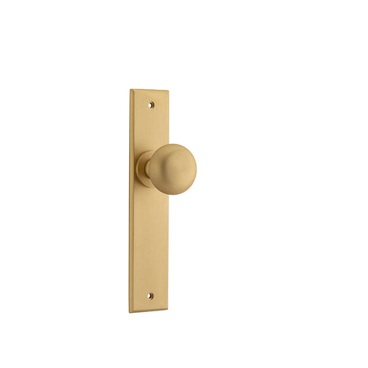 Iver Door Knob Cambridge Chamfered Latch Pair Brushed Brass D55xP62mm BPH240xW50mm