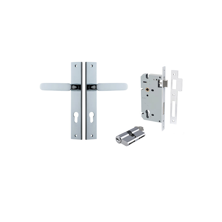 Iver Door Lever Bronte Rectangular Polished Chrome Key / Key Entrance Kit