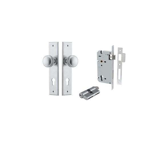 Iver Door Knob Paddington Chamfered Brushed Chrome Key / Key Entrance Kit