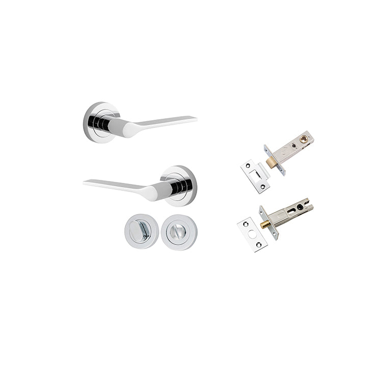 Iver Door Lever Como Rose Round Polished Chrome Privacy Kit