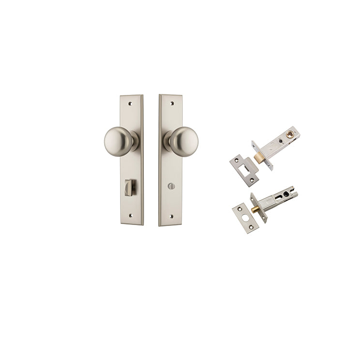 Iver Door Knob Cambridge Chamfered Satin Nickel Privacy Kit