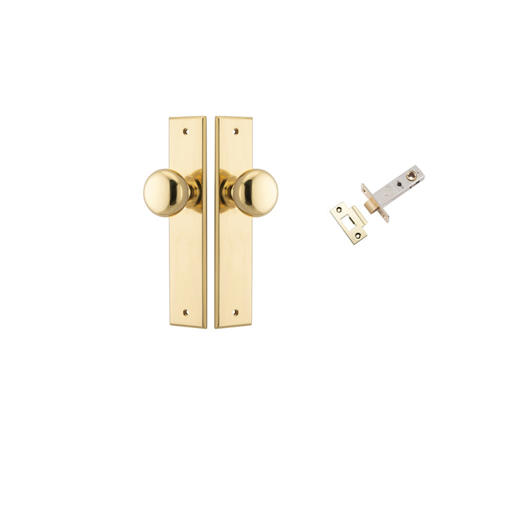 Iver Door Knob Cambridge Chamfered Polished Brass Passage Kit