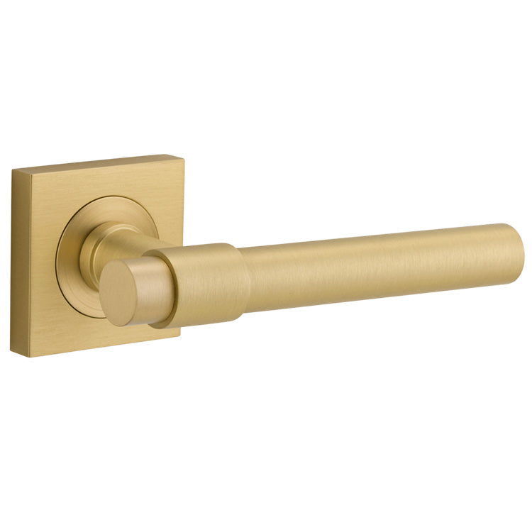 Iver Door Lever Helsinki Rose Square Concealed Fix Pair Brushed Gold PVD L137xP61mm BPH52xW52mm