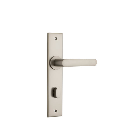 Iver Door Lever Osaka Chamfered Privacy Pair Satin Nickel CTC85mm L120xP54mm BPH240xW50mm