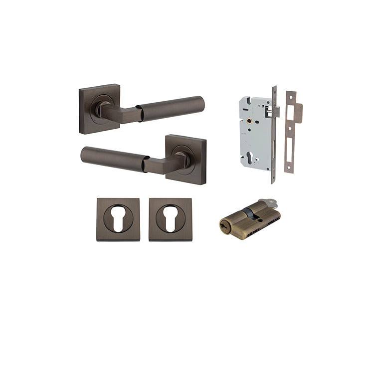 Iver Door Lever Berlin Rose Square Signature Brass Key / Key Entrance Kit