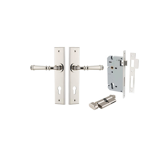 Iver Door Lever Verona Chamfered Polished Nickel Key / Thumb Entrance Kit