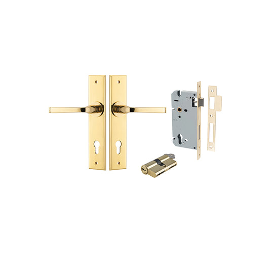 Iver Door Lever Annecy Chamfered Polished Brass Key / Key Entrance Kit