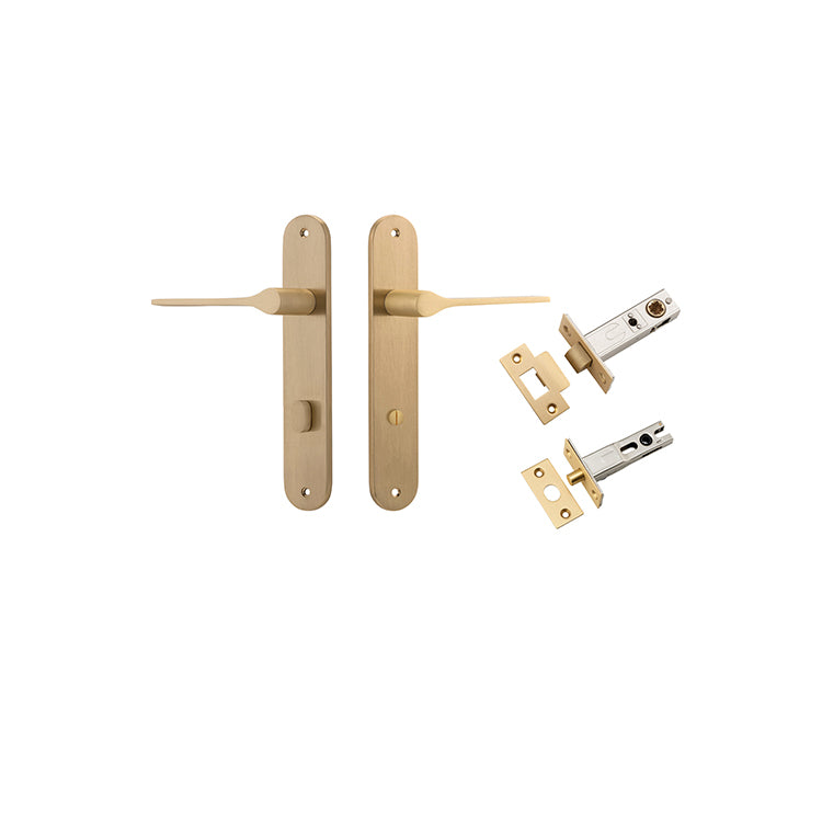 Iver Door Lever Como Oval Brushed Brass Privacy Kit