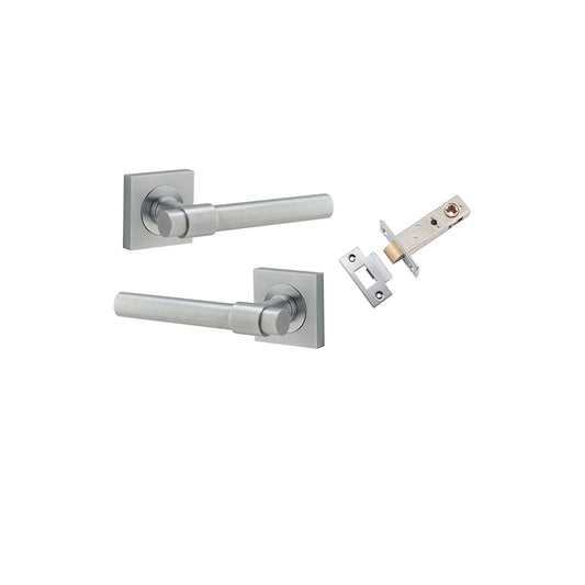 Iver Door Lever Helsinki Rose Square Brushed Chrome Passage Kit