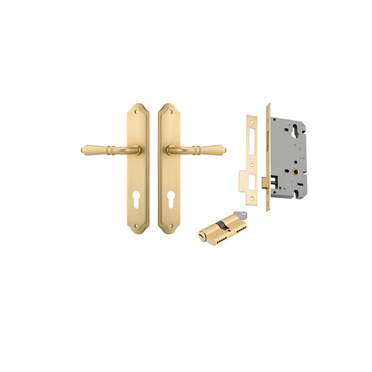 Iver Door Lever Sarlat Shouldered Brushed Gold PVD Key / Key Entrance Kit