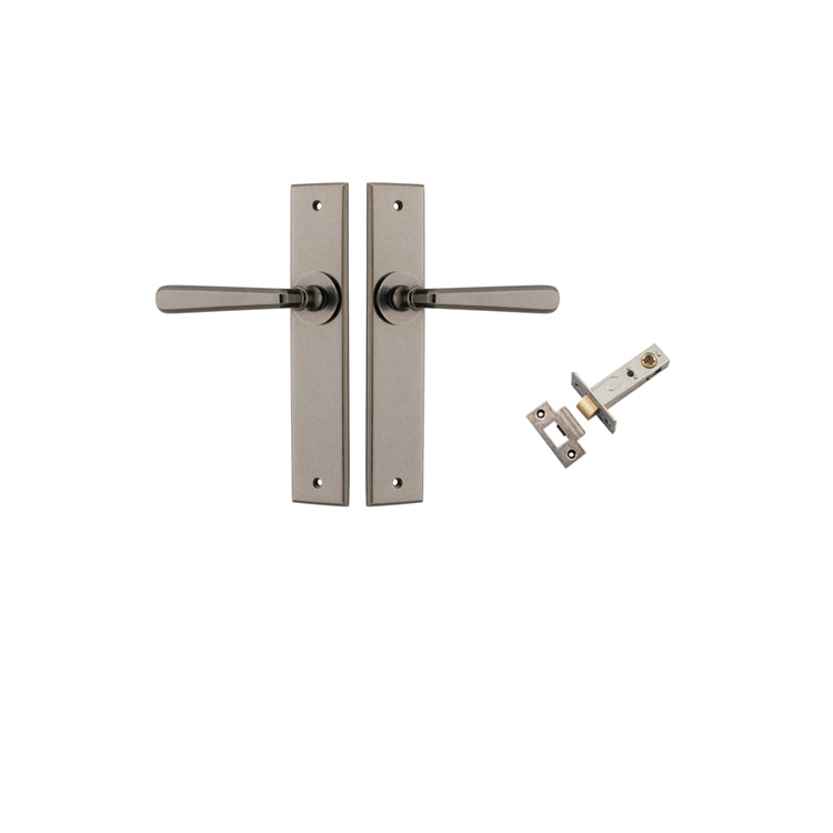 Iver Door Lever Copenhagen Chamfered Distressed Nickel Passage Kit