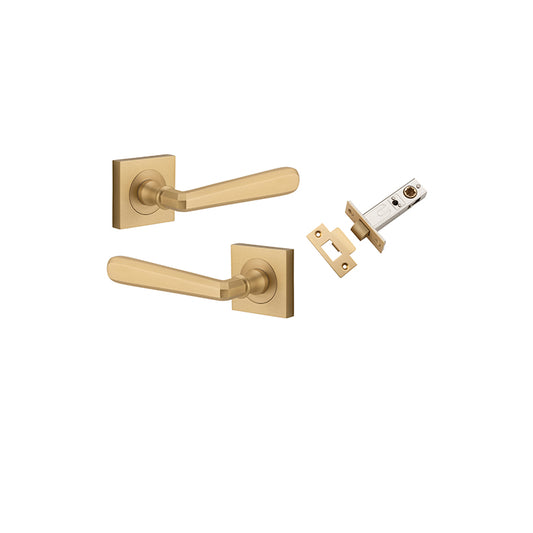 Iver Door Lever Copenhagen Rose Square Brushed Brass Passage Kit