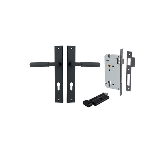 Iver Door Lever Brunswick Rectangular Matt Black Key / Thumb Entrance Kit