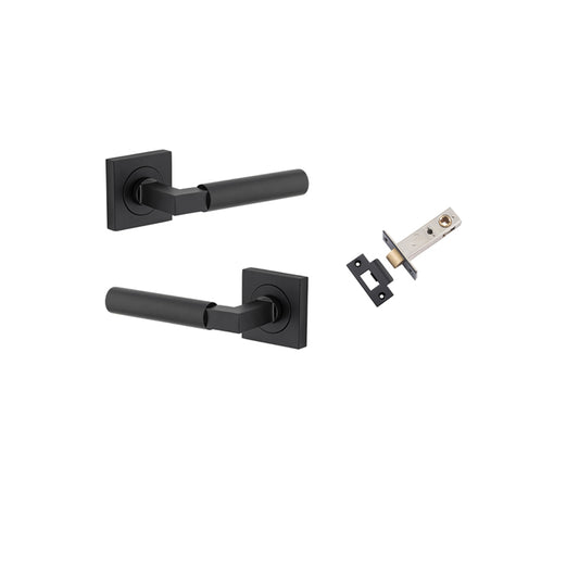 Iver Door Lever Berlin Rose Square Matt Black Passage Kit