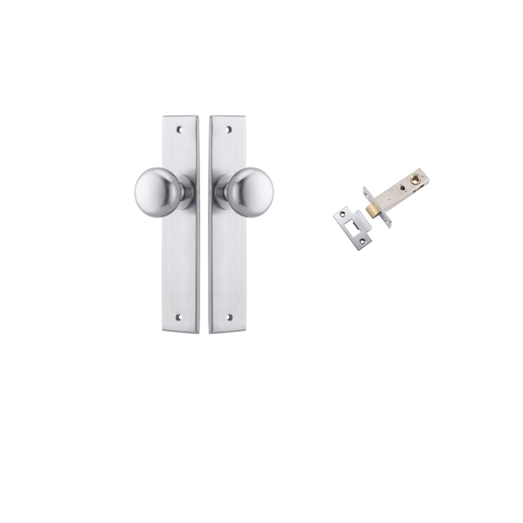 Iver Door Knob Cambridge Chamfered Brushed Chrome Passage Kit