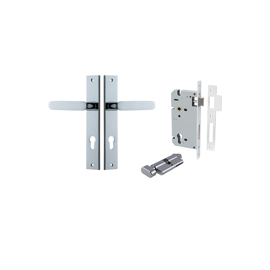 Iver Door Lever Bronte Rectangular Polished Chrome Key / Thumb Entrance Kit