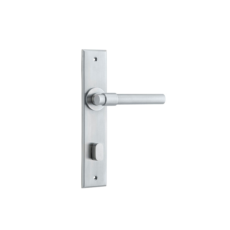 Iver Door Lever Helsinki Chamfered Privacy Pair Brushed Chrome CTC85mm L137xP60mm BPH240xW50mm