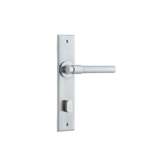 Iver Door Lever Helsinki Chamfered Privacy Pair Brushed Chrome CTC85mm L137xP60mm BPH240xW50mm