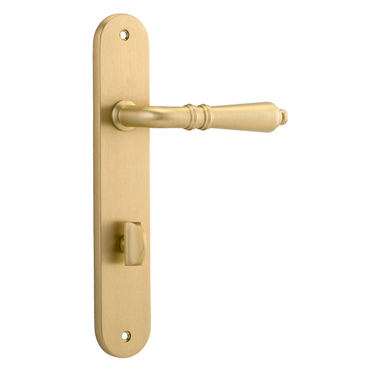 Iver Door Lever Sarlat Oval Privacy Pair Brushed Gold PVD CTC85mm L111xP53mm BPH240xW40mm