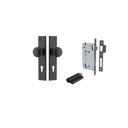 Iver Door Knob Cambridge Chamfered Matt Black Key / Key Entrance Kit