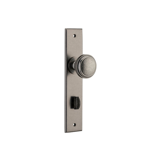 Iver Door Knob Paddington Chamfered Privacy Pair Distressed Nickel CTC85mm D55xP63mm BPH240xW50mm